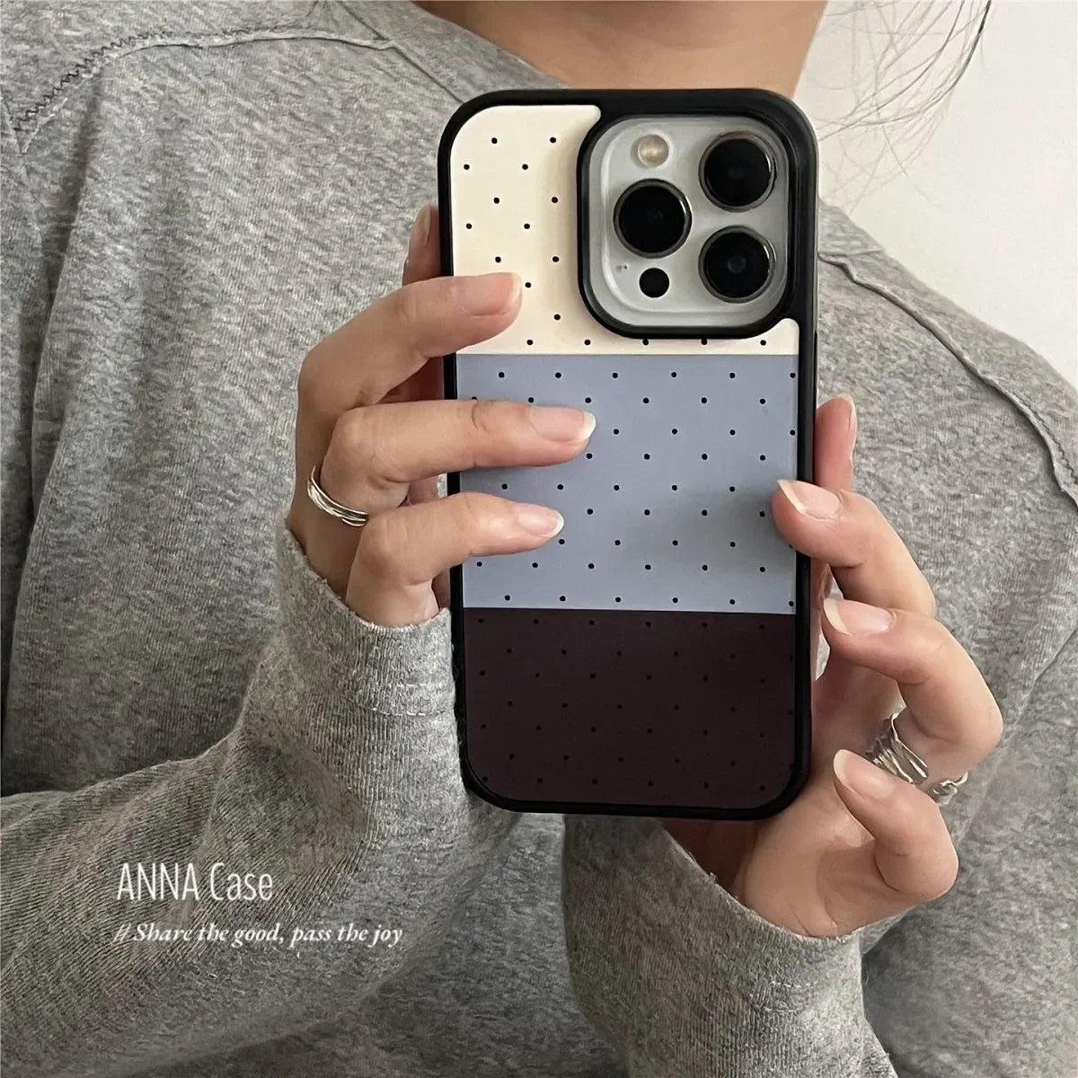 Ins Tri color Accessories Wave Point Creative Phone Case For iPhone 17 air 16 15 14 13 12 11 Pro XR XS Max 7 8 Plus Y2K Cover