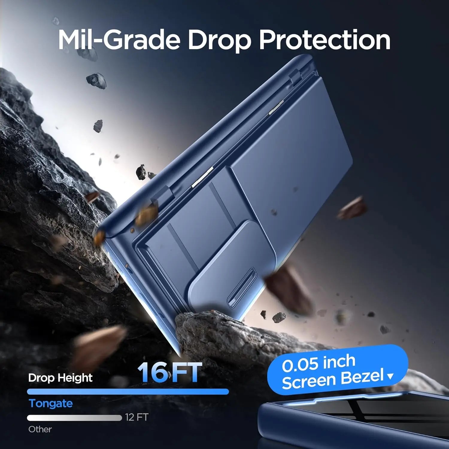 Foldable Phone Case with Privacy Screen, Card Holder & Stand for Samsung Z Fold 7 2025, Blue