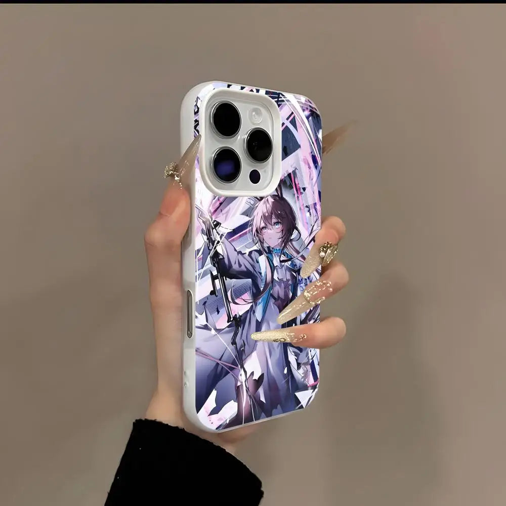 Anime Amiya Arknight Phone Case 2-in-1 Detachable for iPhone 17-13 Clear Case Multi-Color Card Holder Soft TPU Shockproof