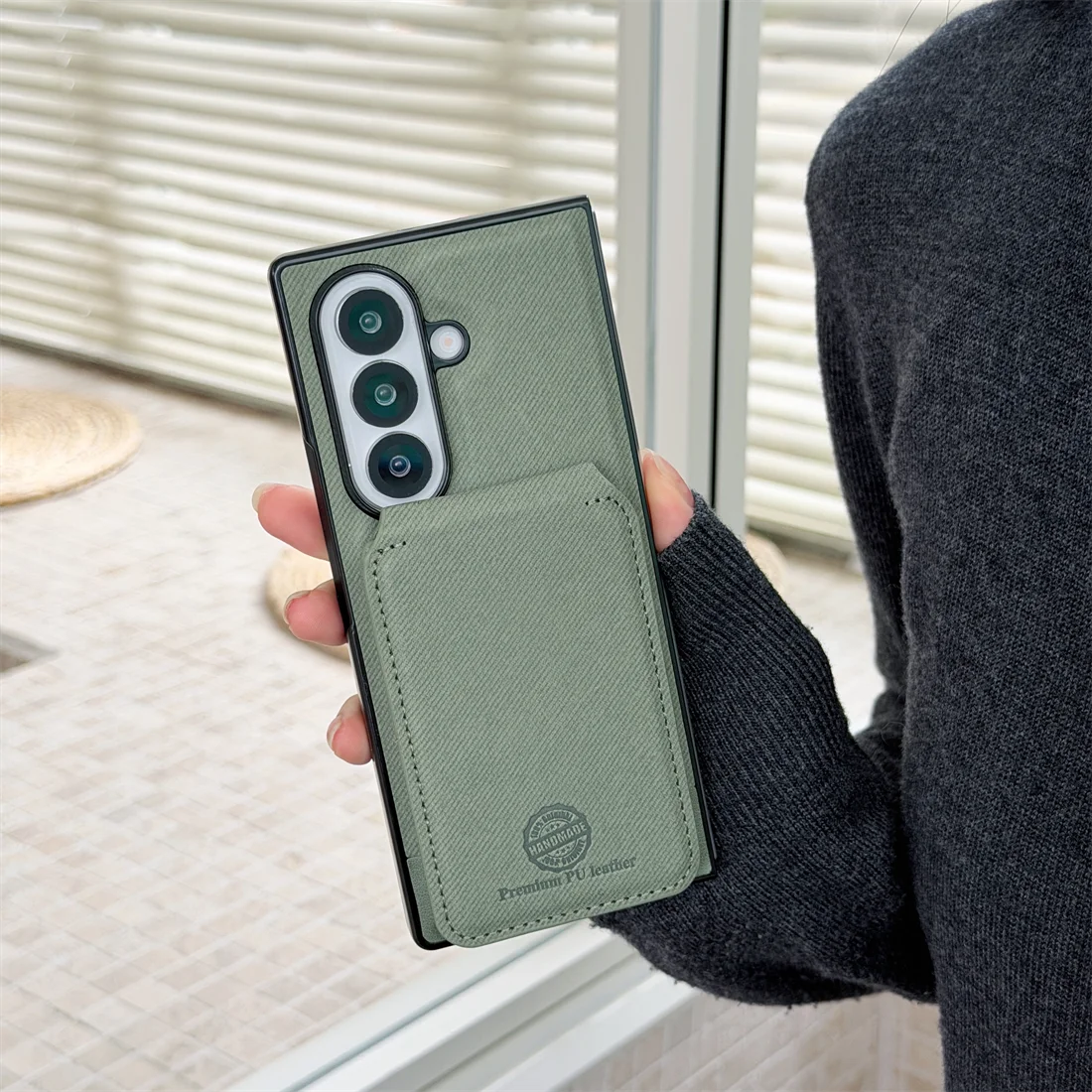 2 in 1 Magnetic Leather Wallet Cards Solt Phone Case for Samsung Galaxy Fold 7 6 5 4 3 Wireless Charging Holder Protective Cover