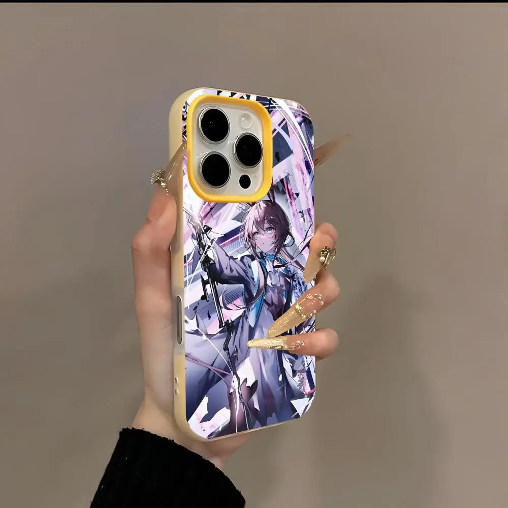 Anime Amiya Arknight Phone Case 2-in-1 Detachable for iPhone 17-13 Clear Case Multi-Color Card Holder Soft TPU Shockproof