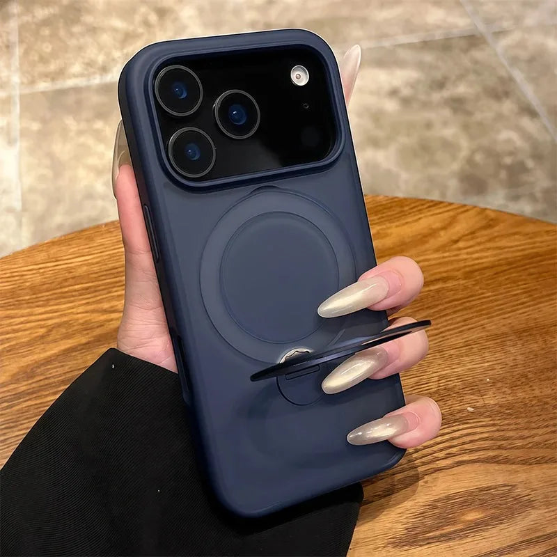 Luxury Magnetic Metal Car Stand Holder Ring Phone Case For iPhone 17 16 15 14 13 Pro Max 17Pro Air For Magsafe Bumper Back Cover