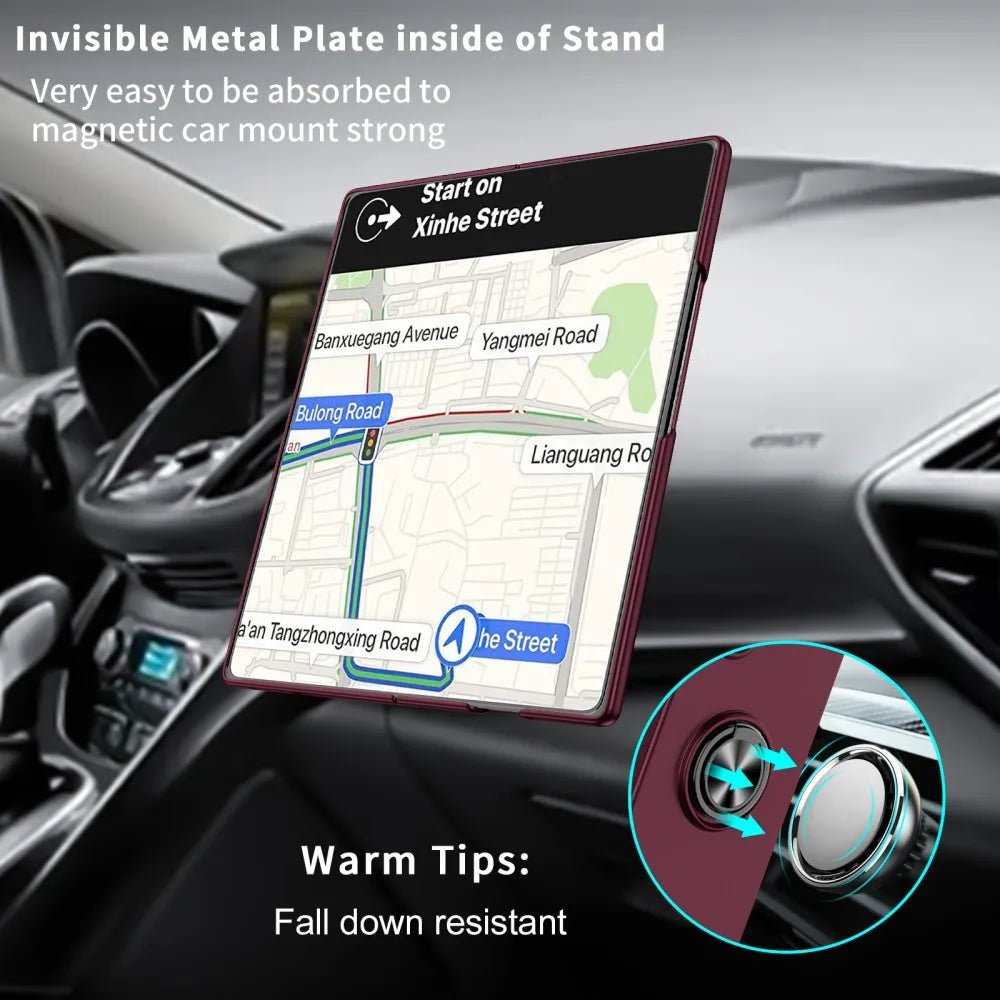 For Samsung Galaxy Z Fold 7 6 5 4 3 Fold7 Ultra Thin Matte Holder Phone Case Outer Screen Glass Film Protection Shockproof Cover