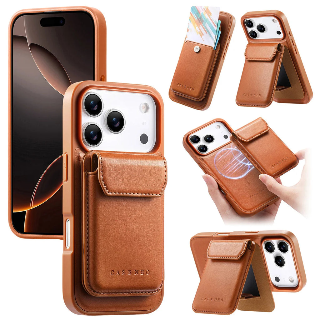 Detachable Magnetic 2 in 1 Leather Pocket Phone Case for IPhone 16E 17 16 15 Plus 14 13 Pro Max Wallet Card Slots Holder Cover