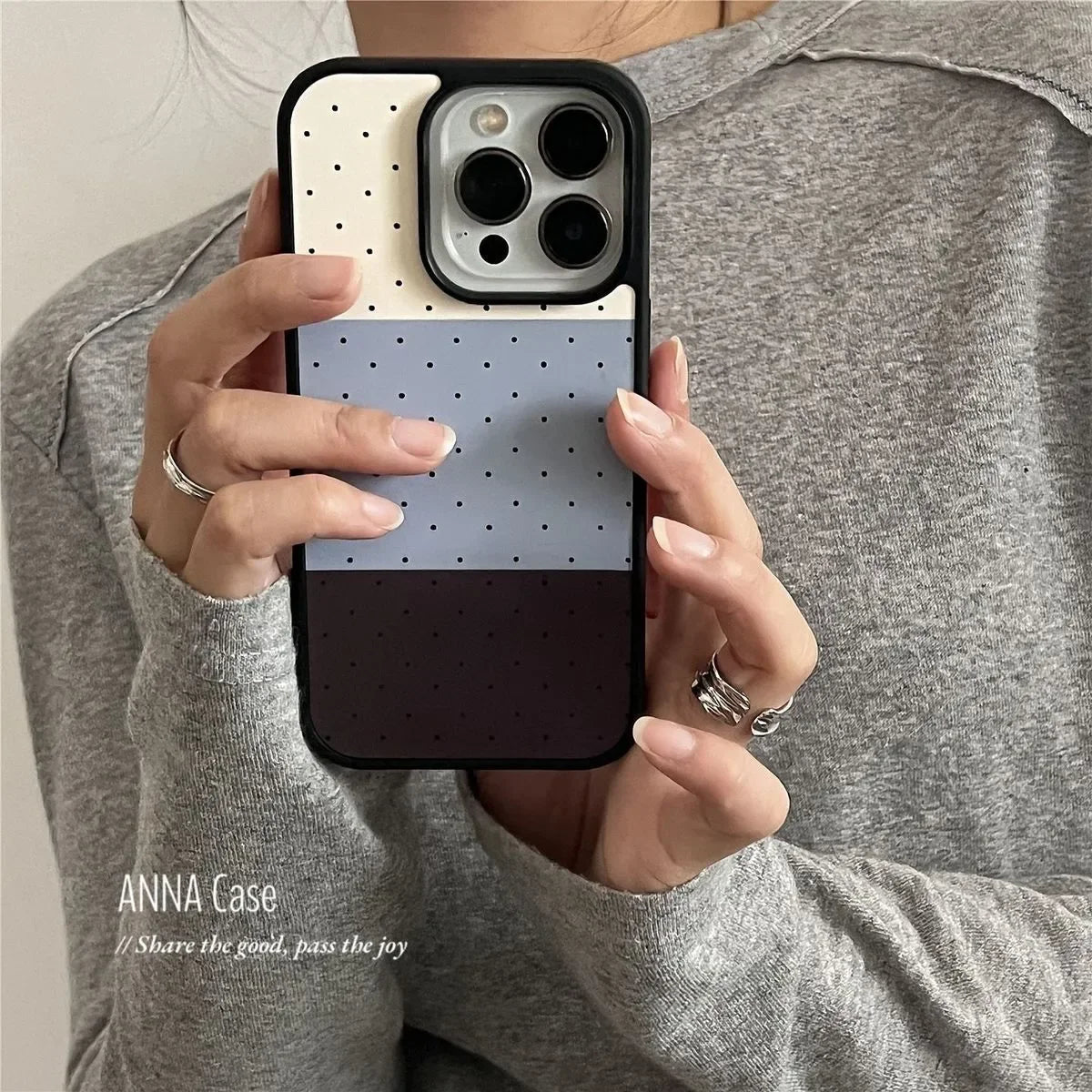 Ins Tri color Accessories Wave Point Creative Phone Case For iPhone 17 air 16 15 14 13 12 11 Pro XR XS Max 7 8 Plus Y2K Cover
