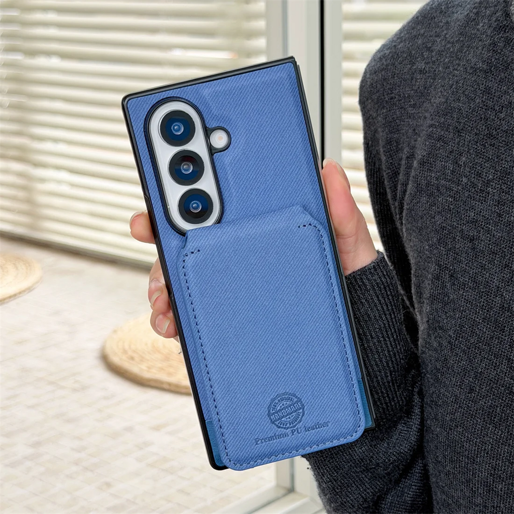 2 in 1 Magnetic Leather Wallet Cards Solt Phone Case for Samsung Galaxy Fold 7 6 5 4 3 Wireless Charging Holder Protective Cover