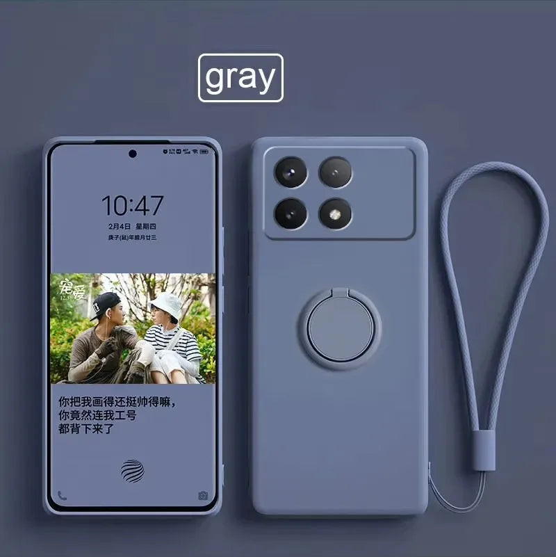 Luxury Liquid Silicone Magnetic Holder Stand Phone Case For XiaoMi Redmi 12C A5 A3 A2 Note 14 13 12 Pro Plus 11 10 9 Back Cover