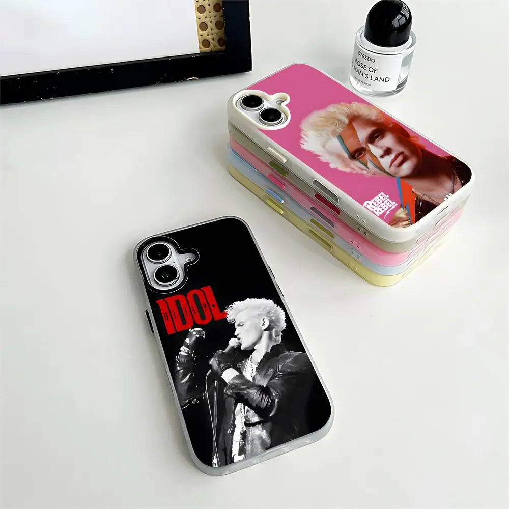 Famous SINGER Billy Idol Phone Case 2-in-1 Detachable for iPhone 17-13 Clear Case Multi-Color Card Holder Soft TPU Shockproof