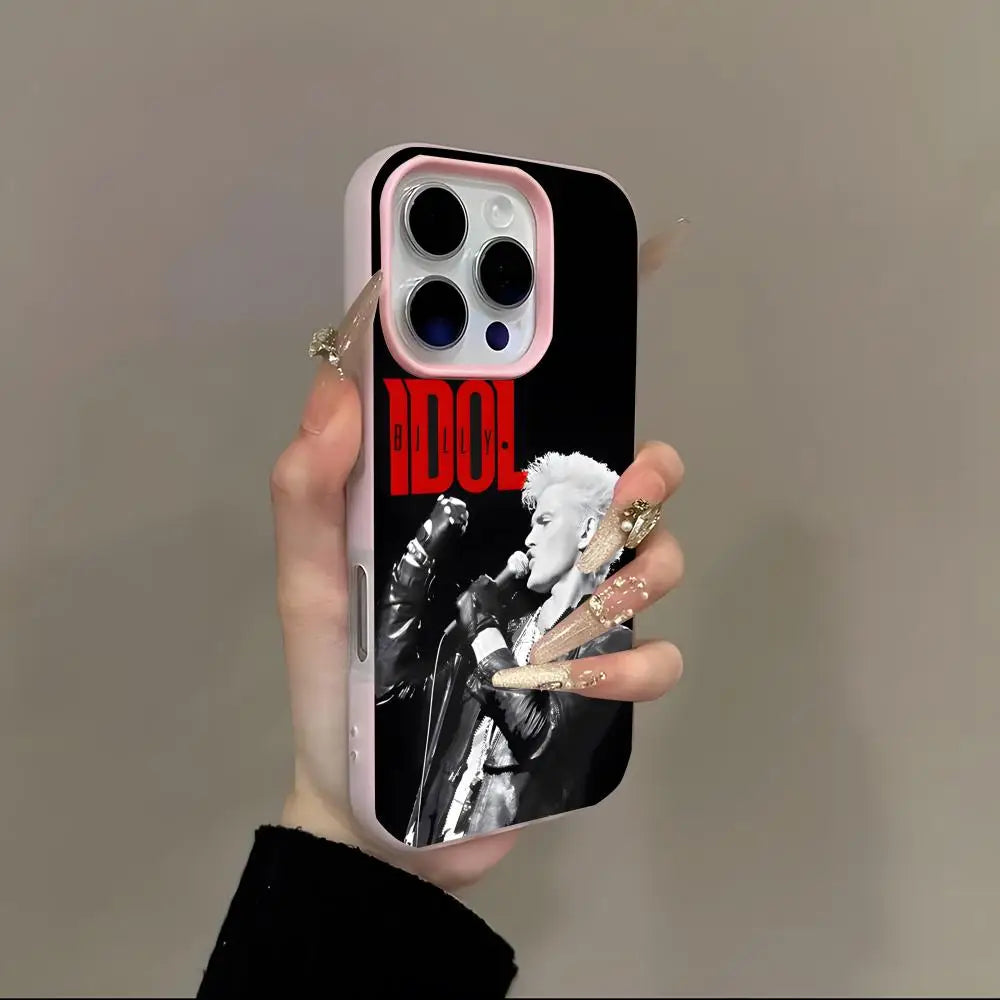Famous SINGER Billy Idol Phone Case 2-in-1 Detachable for iPhone 17-13 Clear Case Multi-Color Card Holder Soft TPU Shockproof