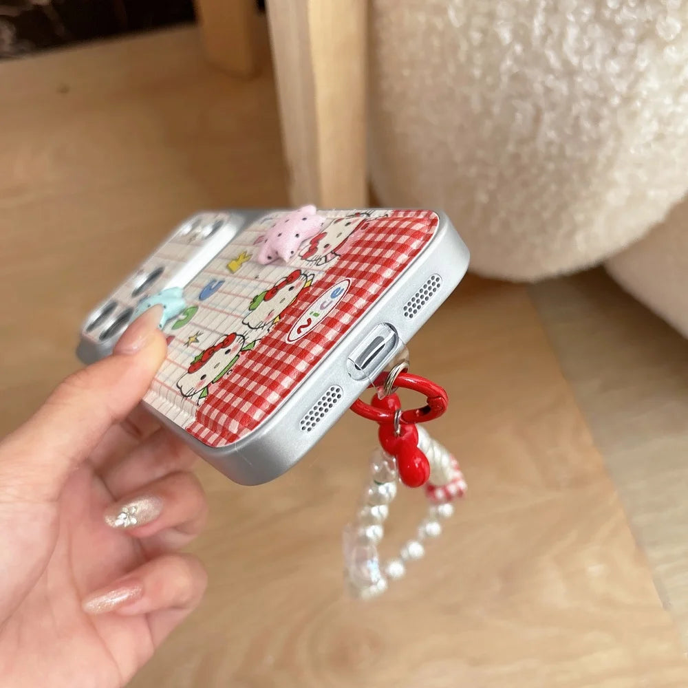 KT Cat Hot Sale Is Suitable For Apple Phone Case 17 Pro Max 16 Pro 15 14 Pro Max Shockproof Hard Leather Cover With Accessories