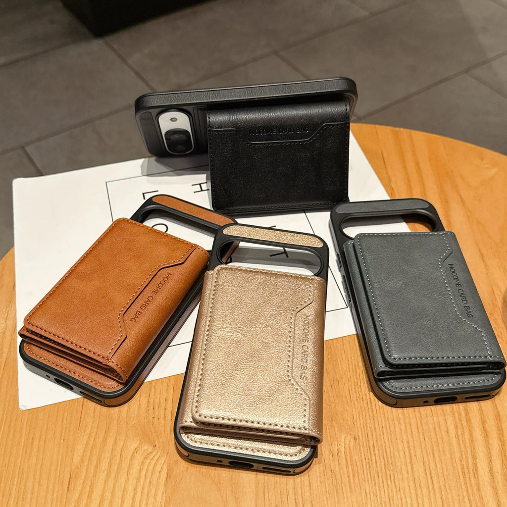 2 in 1 Magnetic Leather Wireless Charging Wallet Phone Case For Google Pixel 10 9 Pro XL 10 9 Pro 9A 8 for Magsafe Holder Cover