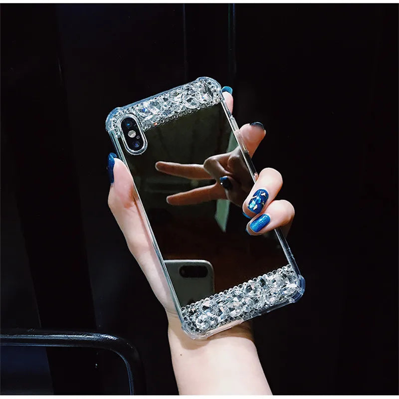 Phone Case For Samsung Galaxy S25 S24 S23 S22 S21 S20 S9 S10 Plus NOTE 10 9 8 Luxury Cosmetic Mirror Girly Phone Back Cover