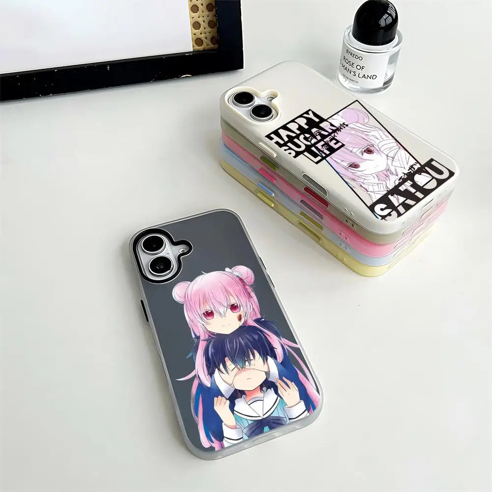 Happy Sugar Life anime Phone Case 2-in-1 Detachable for iPhone 17-13 Clear Case Multi-Color Card Holder Soft TPU Shockproof