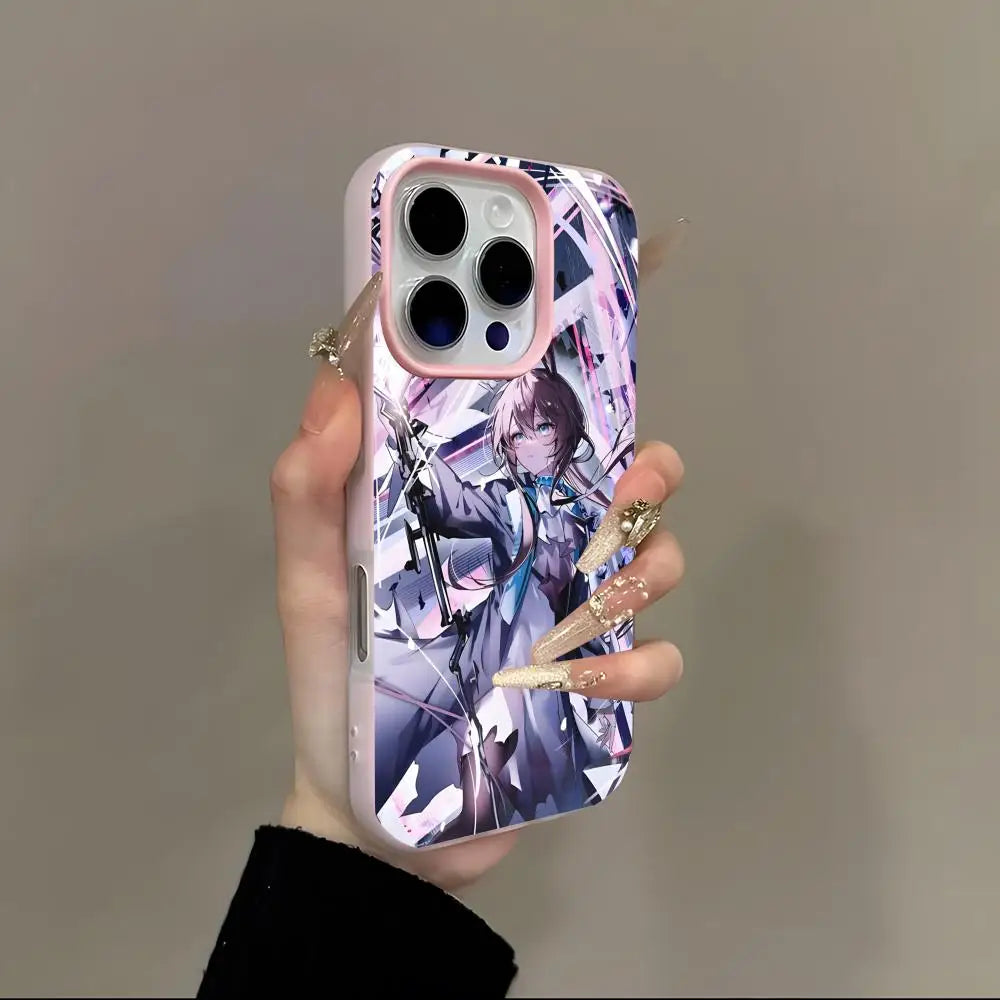 Anime Amiya Arknight Phone Case 2-in-1 Detachable for iPhone 17-13 Clear Case Multi-Color Card Holder Soft TPU Shockproof