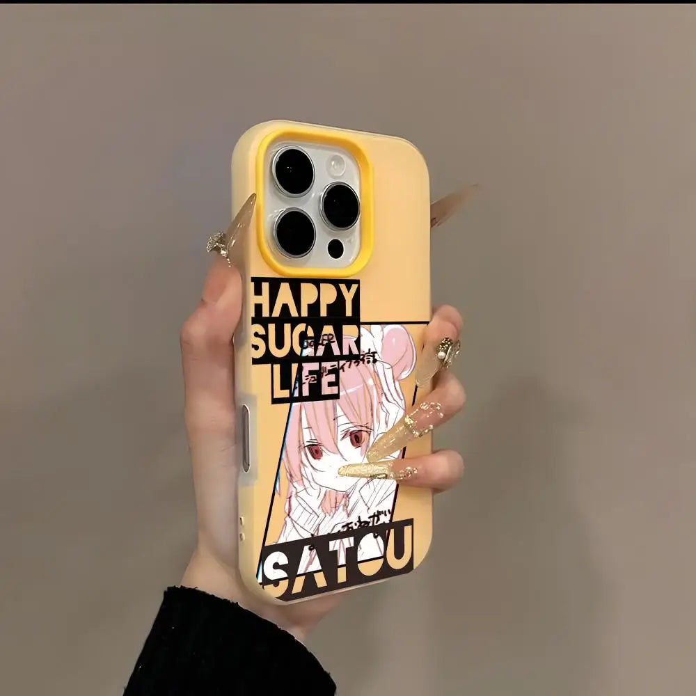 Happy Sugar Life anime Phone Case 2-in-1 Detachable for iPhone 17-13 Clear Case Multi-Color Card Holder Soft TPU Shockproof