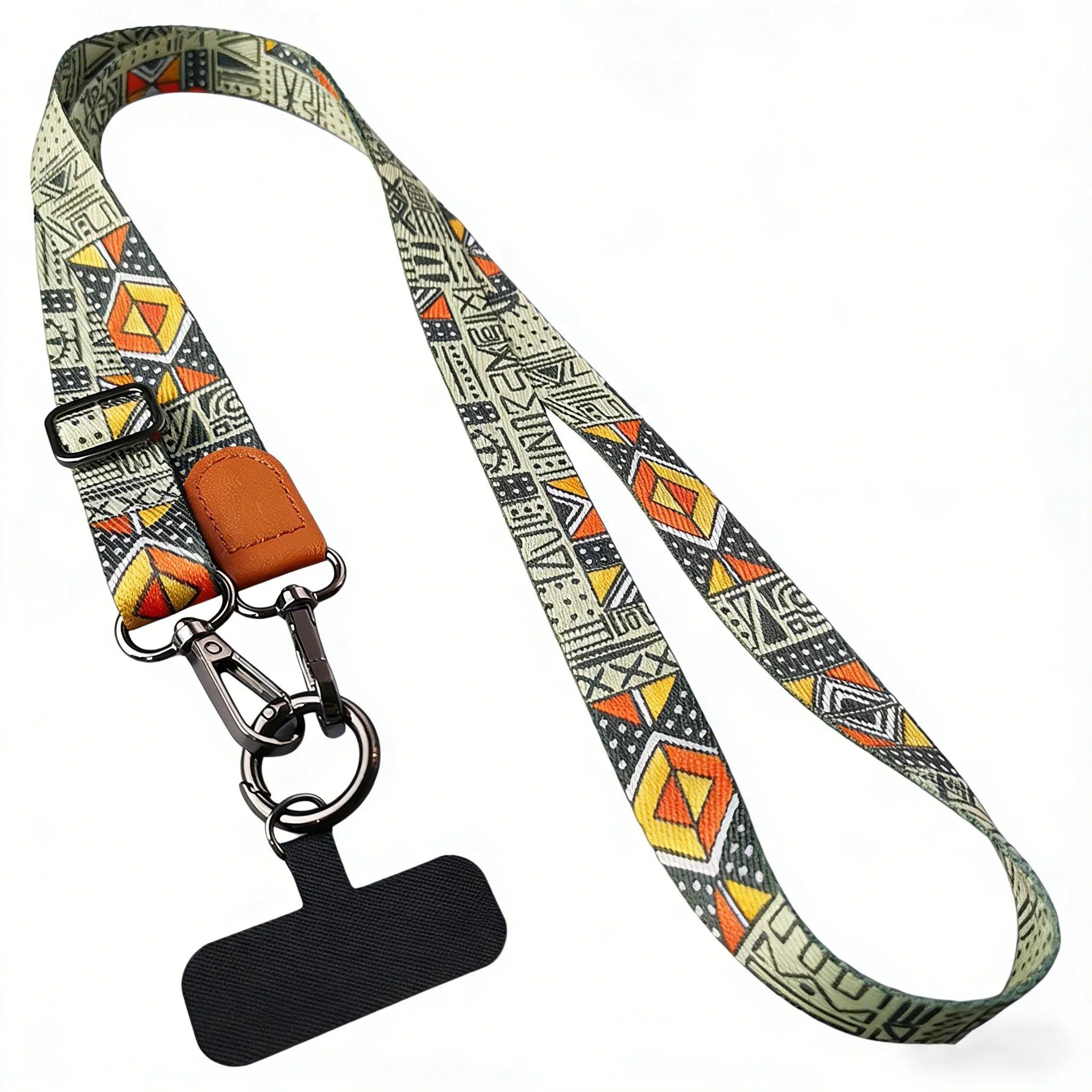 Vintage Boho Style Cell Phone Lanyard Adjustable Mobile Neck Strap Rope with Universal Card Gasket for All Phone Cases Accessory