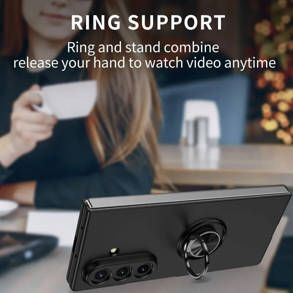 For Samsung Galaxy Z Fold 7 6 5 4 3 Fold7 Ultra Thin Matte Holder Phone Case Outer Screen Glass Film Protection Shockproof Cover