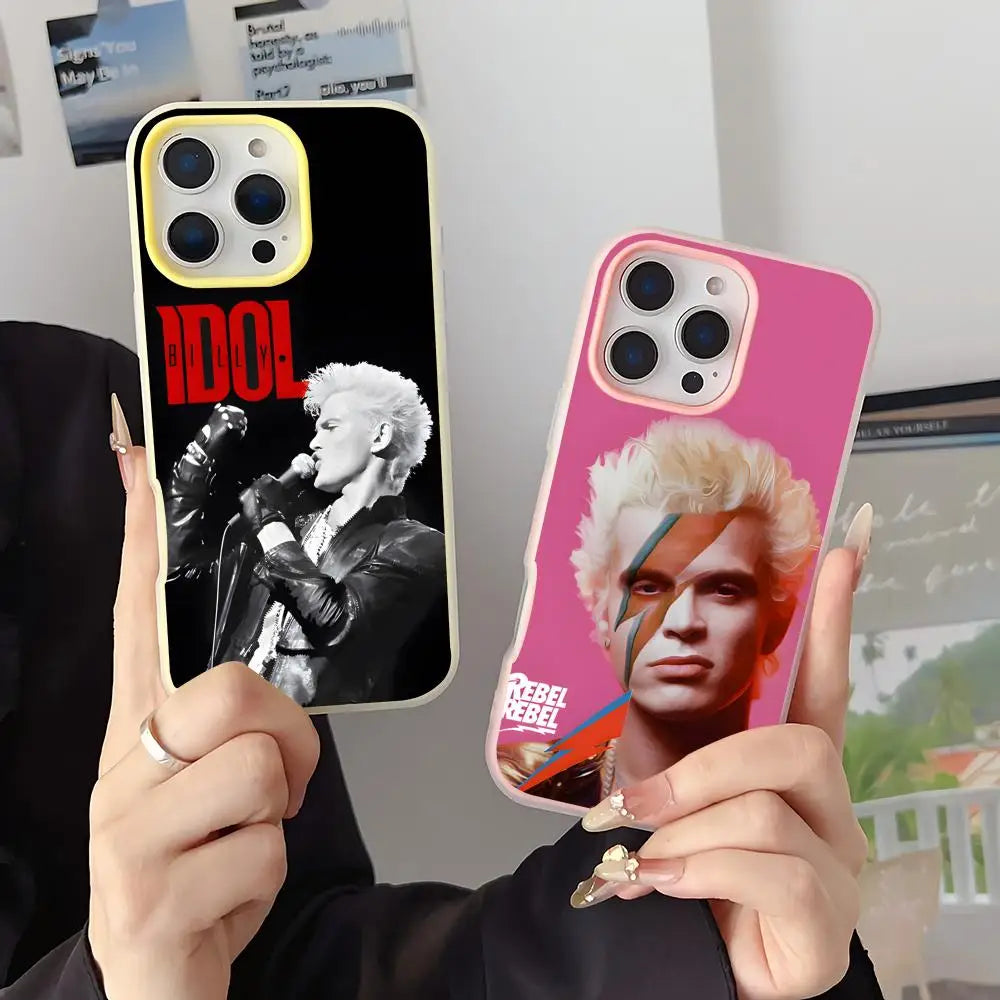 Famous SINGER Billy Idol Phone Case 2-in-1 Detachable for iPhone 17-13 Clear Case Multi-Color Card Holder Soft TPU Shockproof