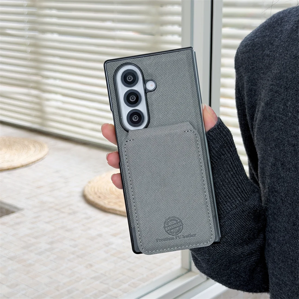 2 in 1 Magnetic Leather Wallet Cards Solt Phone Case for Samsung Galaxy Fold 7 6 5 4 3 Wireless Charging Holder Protective Cover