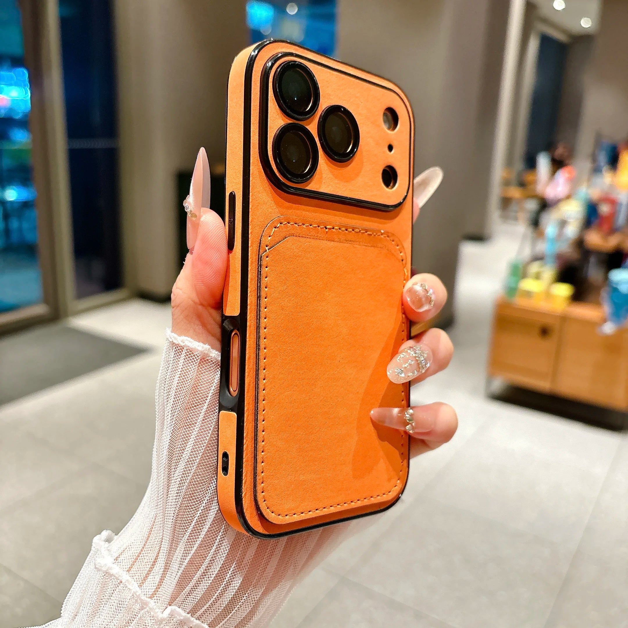 Wallet Card Holder Suede Leather Phone Case For iPhone 17 16 15 14 13 Plus Pro Max Business Insert Card Matte Lens Glass Cover