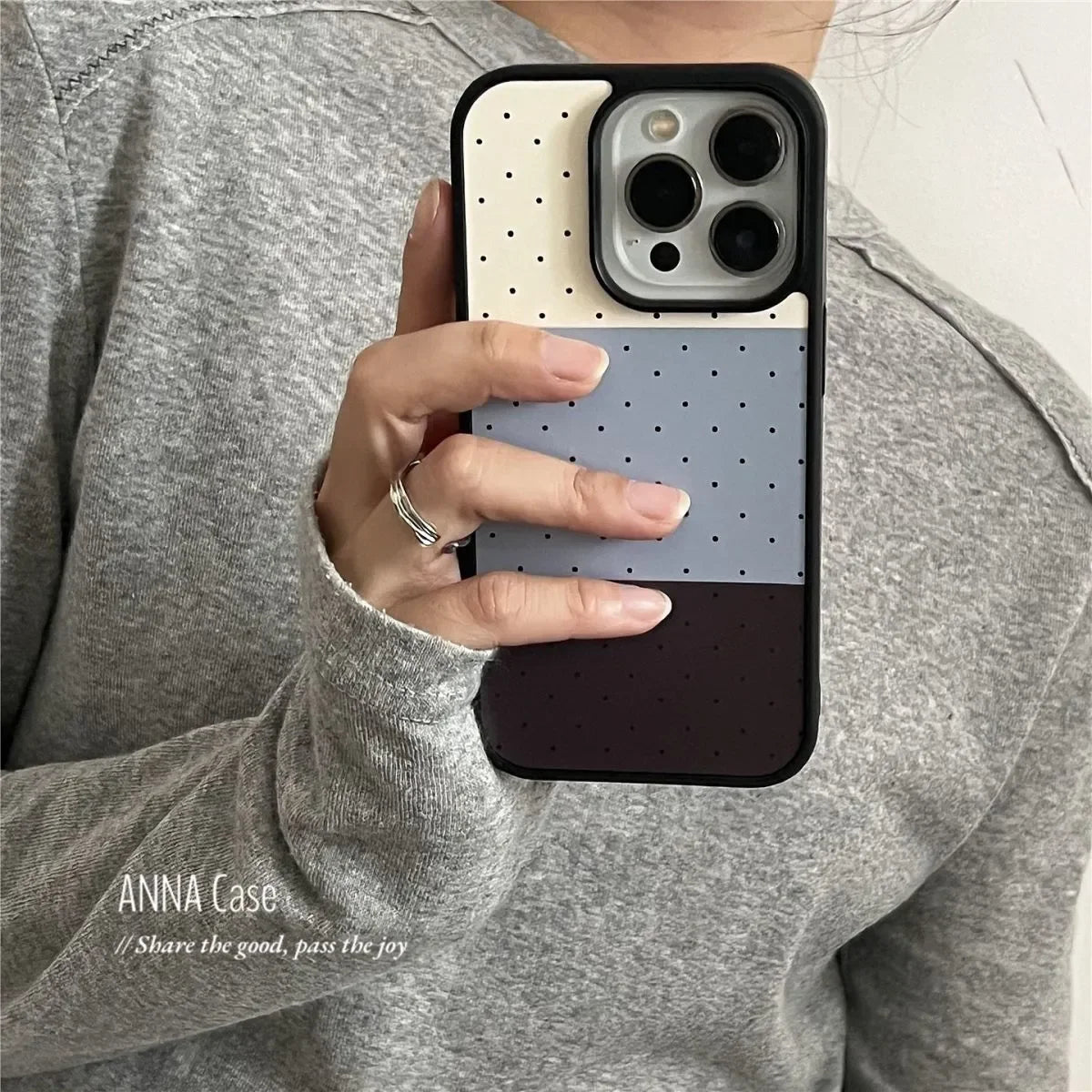 Ins Tri color Accessories Wave Point Creative Phone Case For iPhone 17 air 16 15 14 13 12 11 Pro XR XS Max 7 8 Plus Y2K Cover