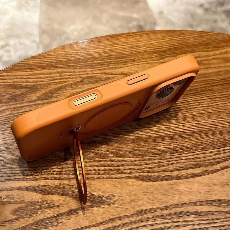 Luxury Magnetic Metal Car Stand Holder Ring Phone Case For iPhone 17 16 15 14 13 Pro Max 17Pro Air For Magsafe Bumper Back Cover