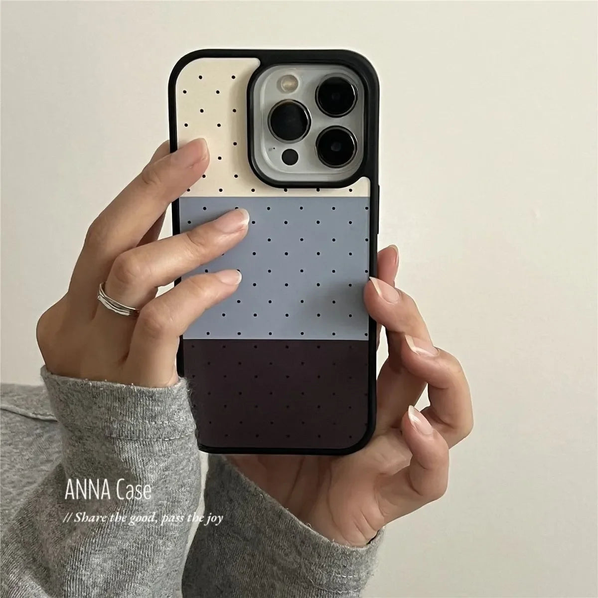 Ins Tri color Accessories Wave Point Creative Phone Case For iPhone 17 air 16 15 14 13 12 11 Pro XR XS Max 7 8 Plus Y2K Cover