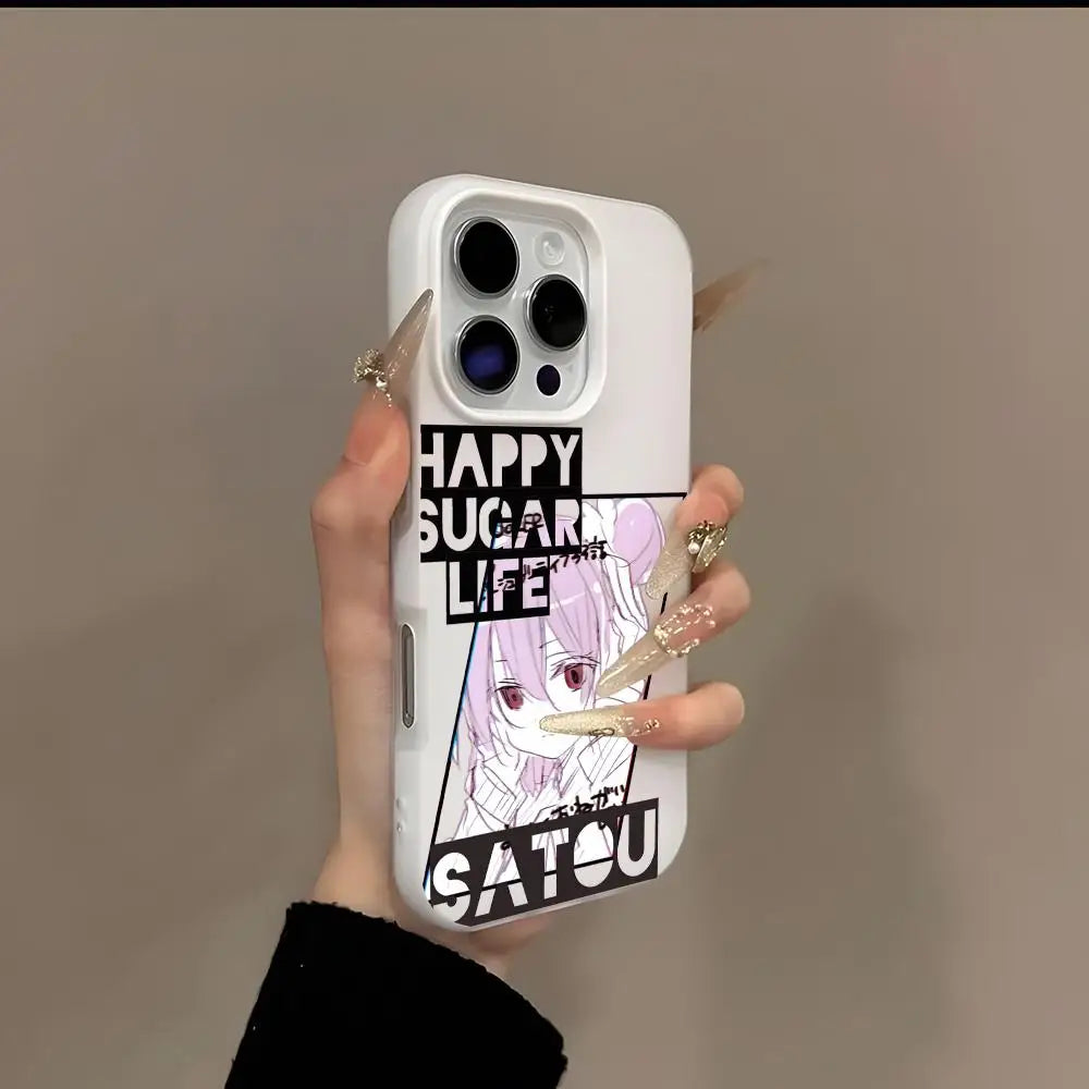 Happy Sugar Life anime Phone Case 2-in-1 Detachable for iPhone 17-13 Clear Case Multi-Color Card Holder Soft TPU Shockproof