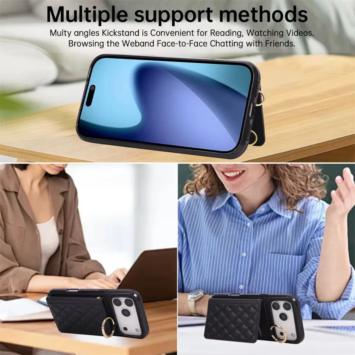 PU Leather Wallet Crossbody Zipper Card Slot Ring Holder Phone Case for iPhone 17 Air 16 Pro Max 15 Plus 14 13 12 11 X XS XR