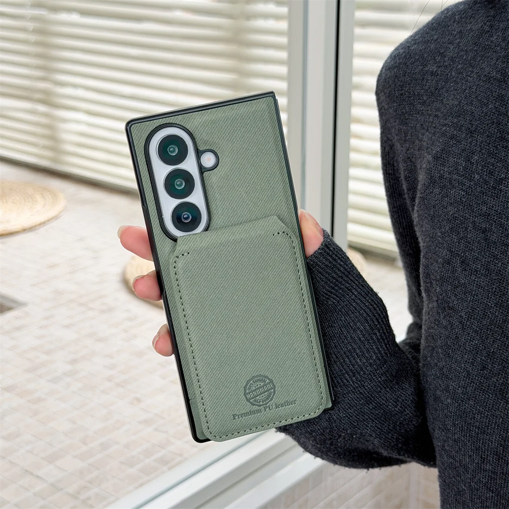 2 in 1 Magnetic Leather Wallet Cards Solt Phone Case for Samsung Galaxy Fold 7 6 5 4 3 Wireless Charging Holder Protective Cover