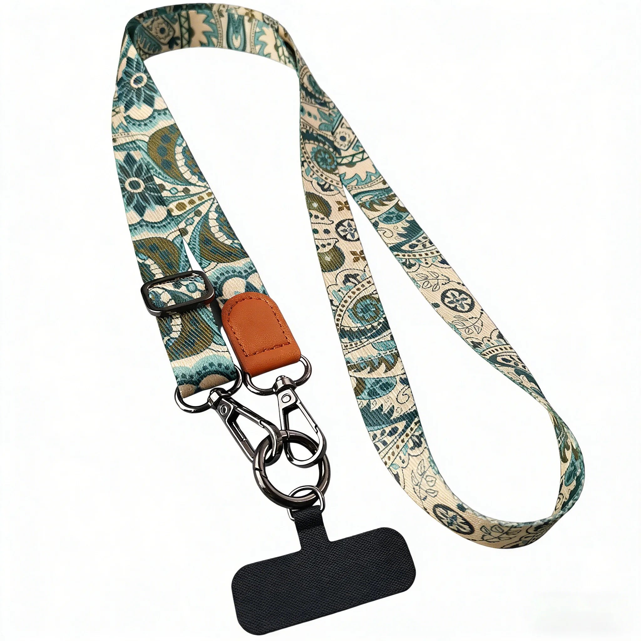 Vintage Boho Style Cell Phone Lanyard Adjustable Mobile Neck Strap Rope with Universal Card Gasket for All Phone Cases Accessory