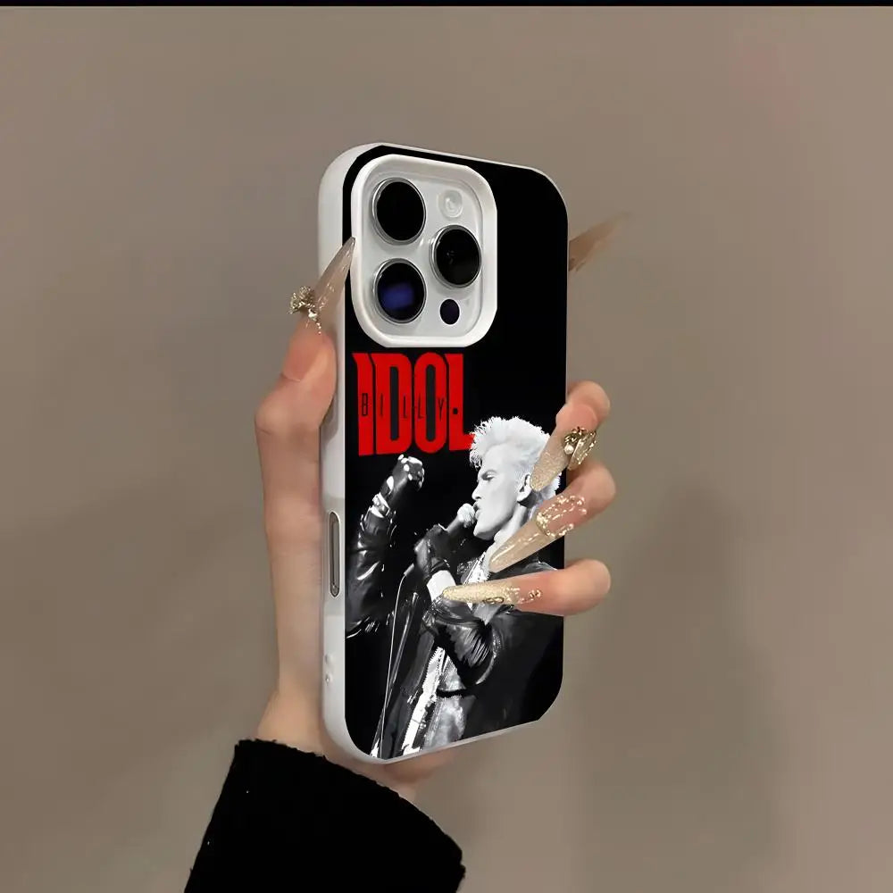 Famous SINGER Billy Idol Phone Case 2-in-1 Detachable for iPhone 17-13 Clear Case Multi-Color Card Holder Soft TPU Shockproof