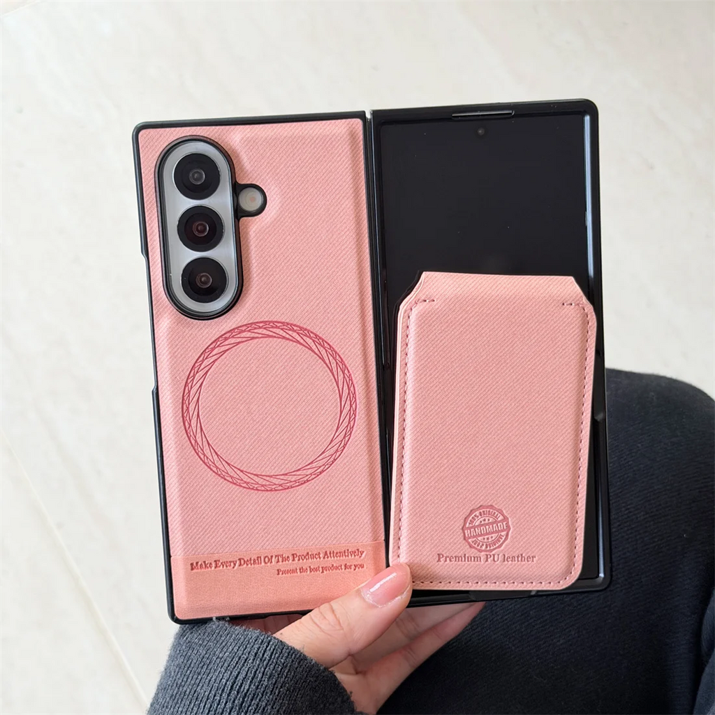 2 in 1 Magnetic Leather Wallet Cards Solt Phone Case for Samsung Galaxy Fold 7 6 5 4 3 Wireless Charging Holder Protective Cover