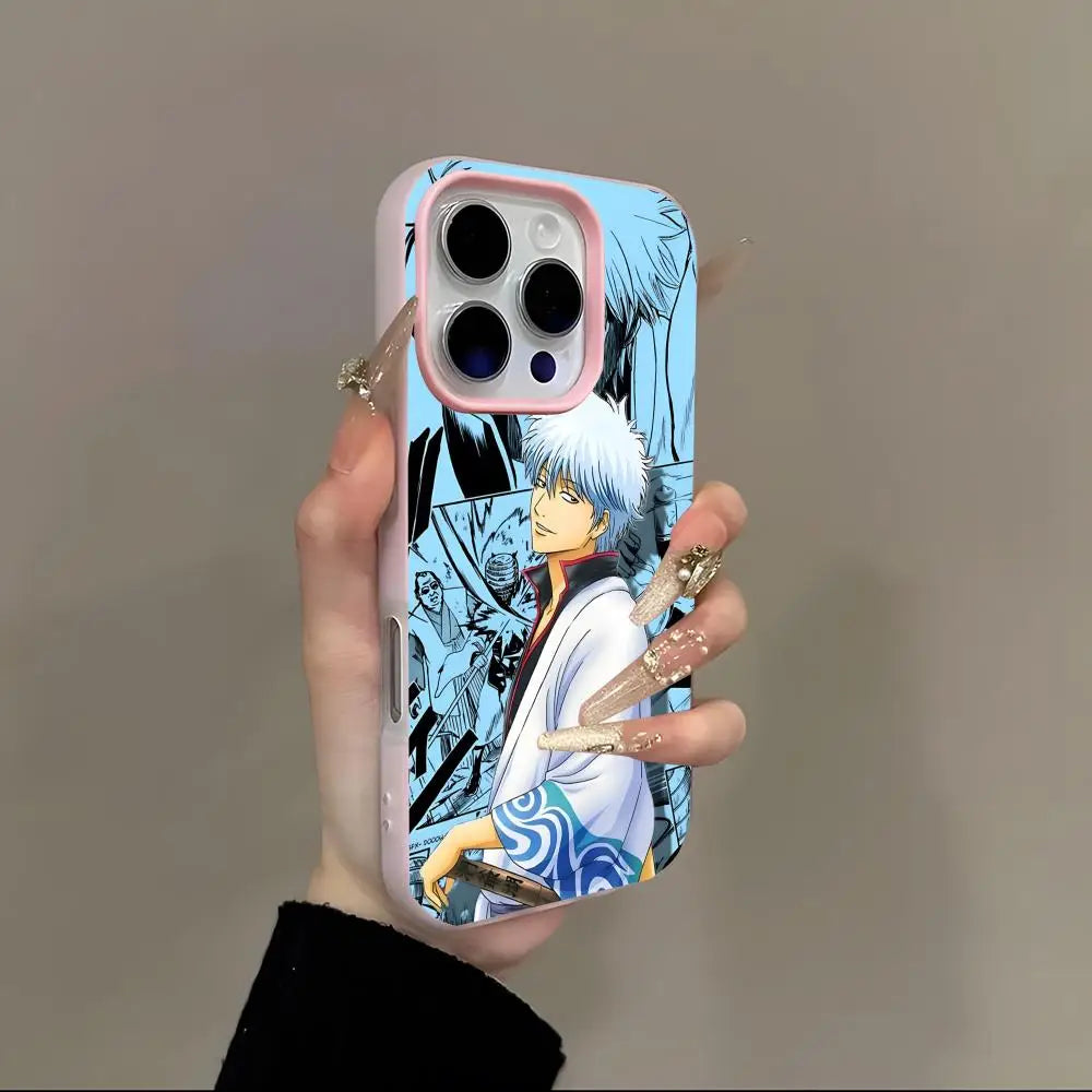 Anime gintoki gintama Phone Case 2-in-1 Detachable for iPhone 17-13 Clear Case Multi-Color Card Holder Soft TPU Shockproof