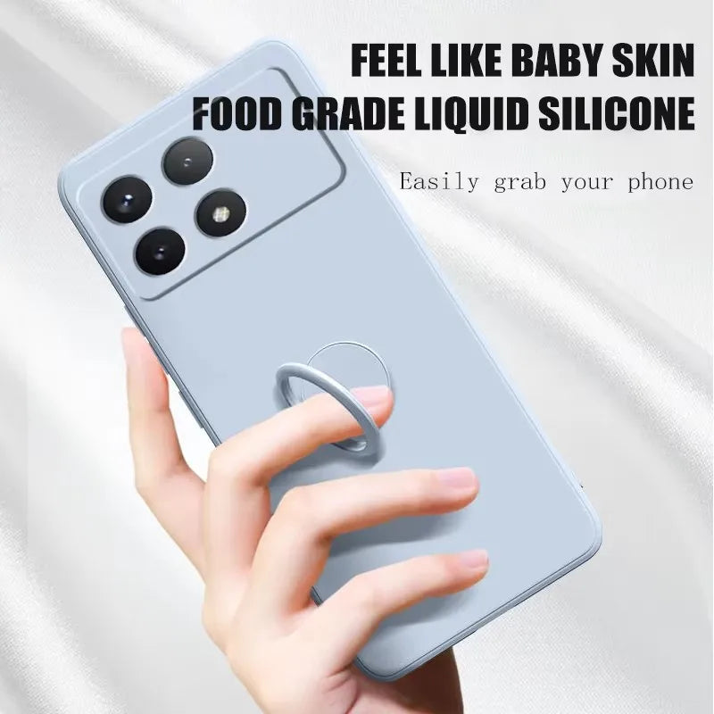 Luxury Liquid Silicone Magnetic Holder Stand Phone Case For XiaoMi Redmi 12C A5 A3 A2 Note 14 13 12 Pro Plus 11 10 9 Back Cover