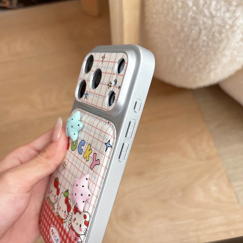 KT Cat Hot Sale Is Suitable For Apple Phone Case 17 Pro Max 16 Pro 15 14 Pro Max Shockproof Hard Leather Cover With Accessories