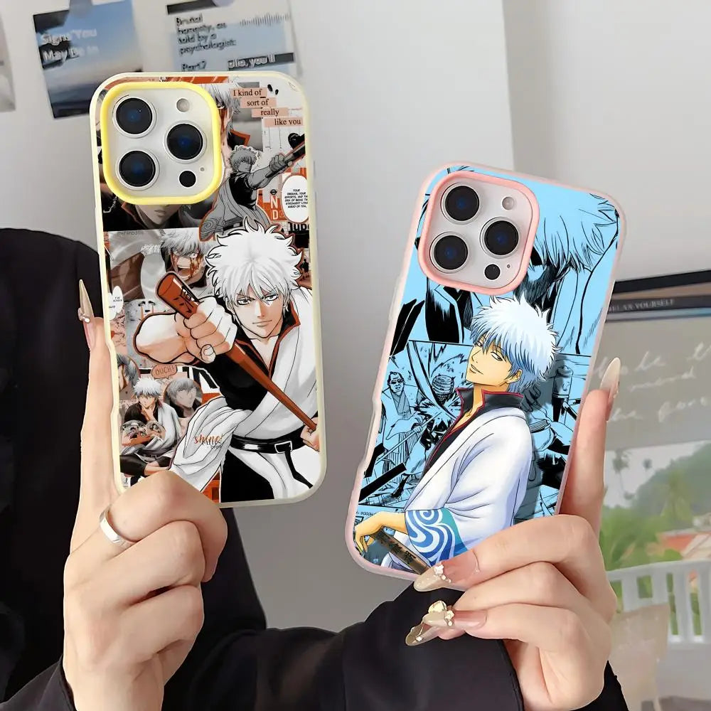 Anime gintoki gintama Phone Case 2-in-1 Detachable for iPhone 17-13 Clear Case Multi-Color Card Holder Soft TPU Shockproof