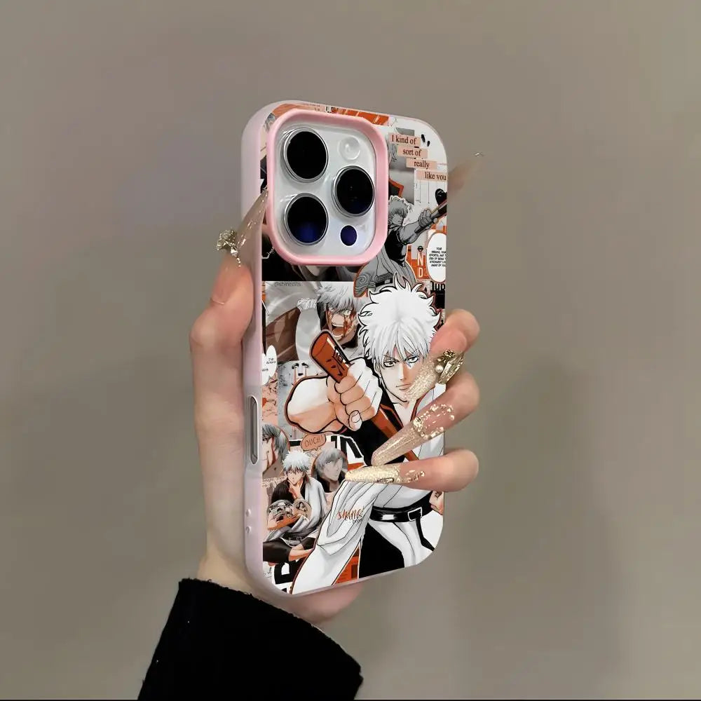 Anime gintoki gintama Phone Case 2-in-1 Detachable for iPhone 17-13 Clear Case Multi-Color Card Holder Soft TPU Shockproof