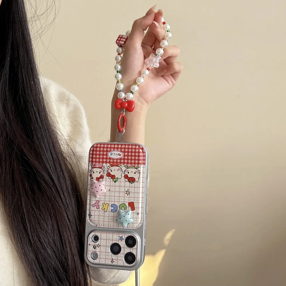 KT Cat Hot Sale Is Suitable For Apple Phone Case 17 Pro Max 16 Pro 15 14 Pro Max Shockproof Hard Leather Cover With Accessories