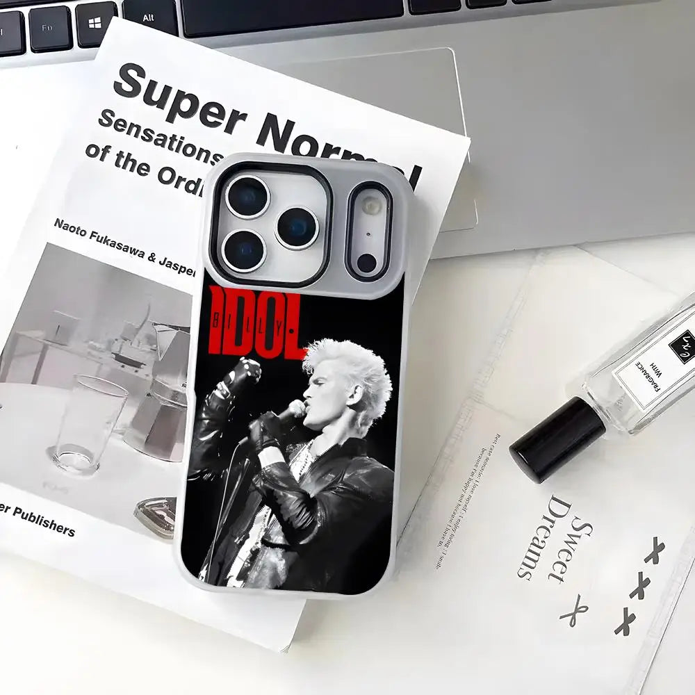 Famous SINGER Billy Idol Phone Case 2-in-1 Detachable for iPhone 17-13 Clear Case Multi-Color Card Holder Soft TPU Shockproof