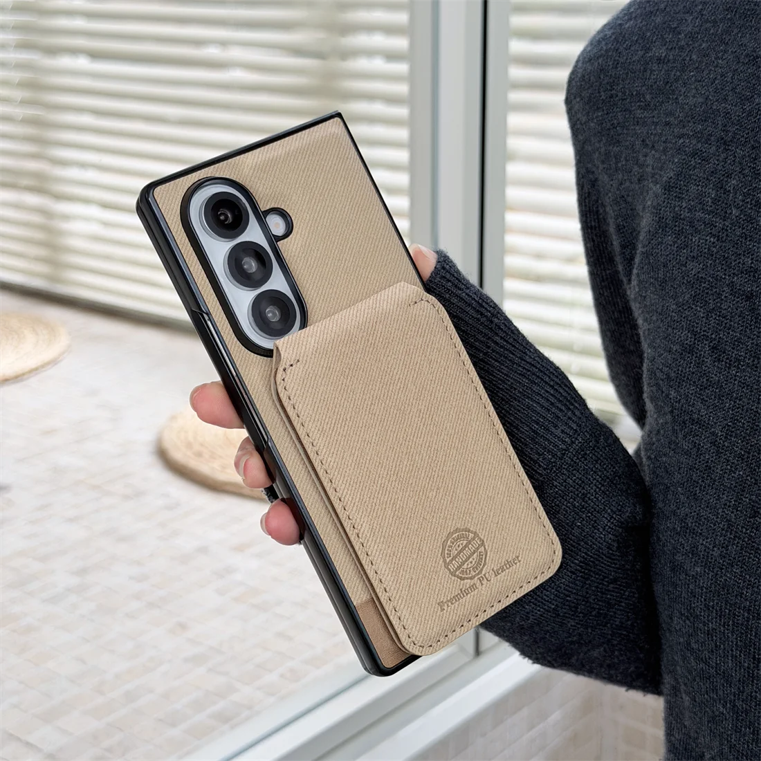 2 in 1 Magnetic Leather Wallet Cards Solt Phone Case for Samsung Galaxy Fold 7 6 5 4 3 Wireless Charging Holder Protective Cover