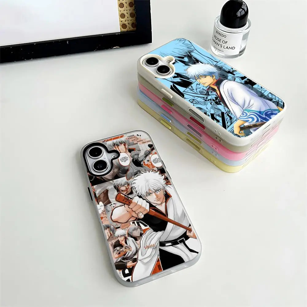 Anime gintoki gintama Phone Case 2-in-1 Detachable for iPhone 17-13 Clear Case Multi-Color Card Holder Soft TPU Shockproof